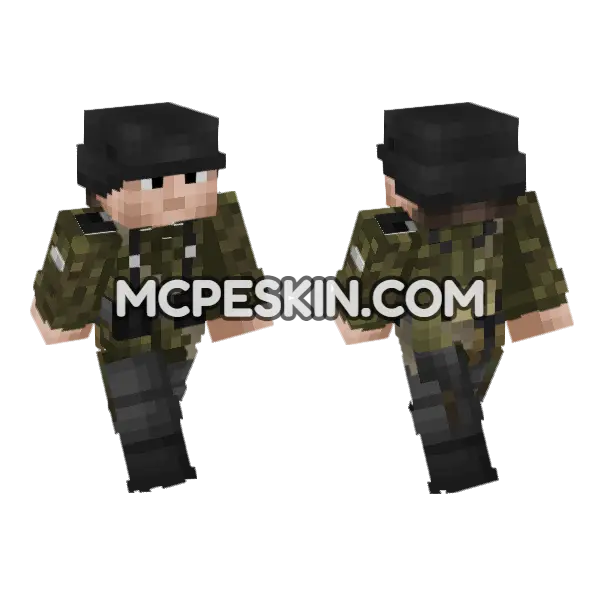 WW2 German Soldier V5 Minecraft Bedrock skin, front and back
