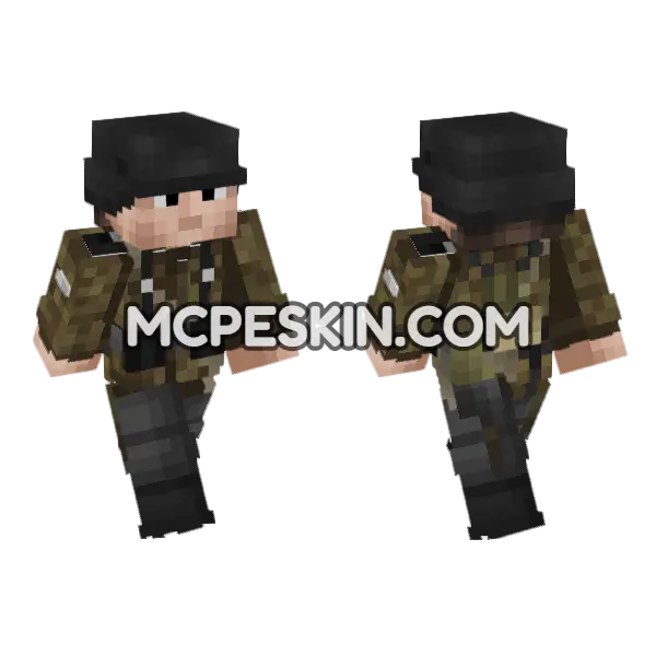 WW2 German Soldier V6 Minecraft Bedrock skin, front and back