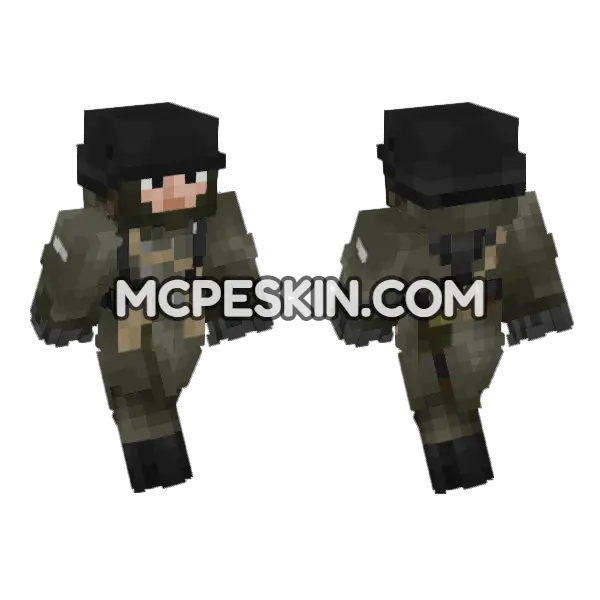 WW2 German Soldier V8 Minecraft Bedrock skin, front and back