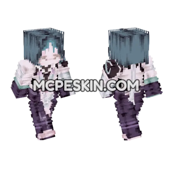 Xiao Genshin Impact Minecraft Bedrock skin, front and back