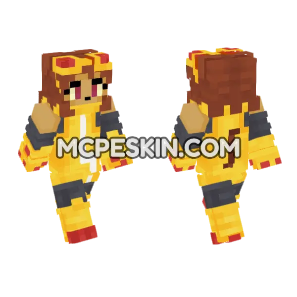 Yellow Adventurer Outfit Minecraft Bedrock skin, front and back