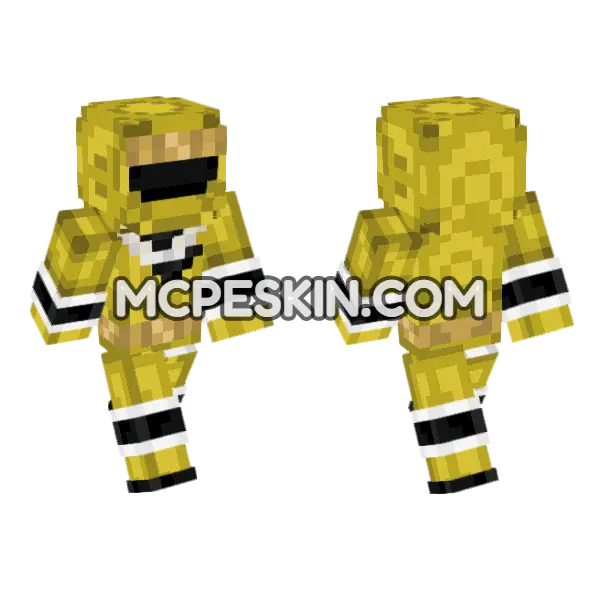 Yellow Alien Ranger Minecraft Bedrock skin, front and back