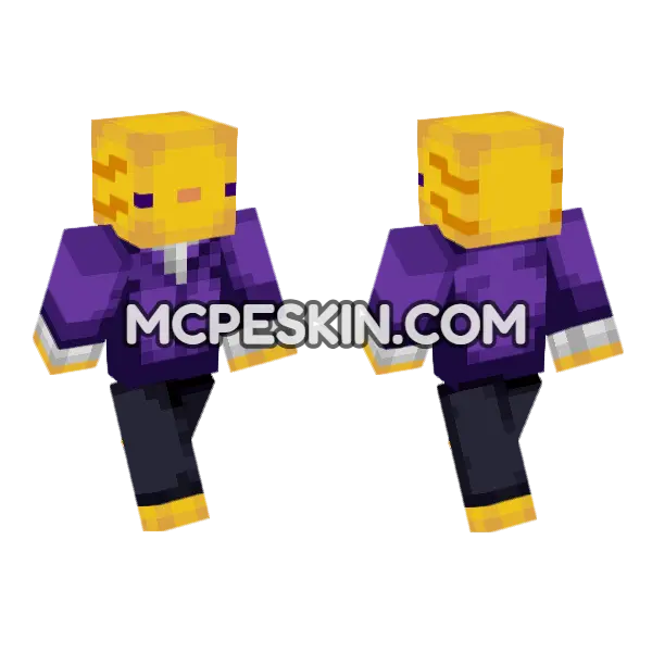 Yellow Axolotl Minecraft Bedrock skin, front and back