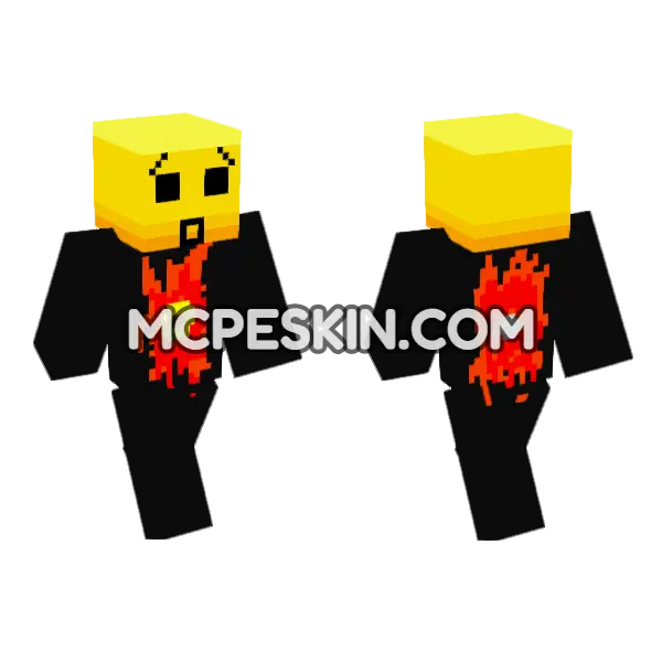 Yellow Block Head Minecraft Bedrock skin, front and back
