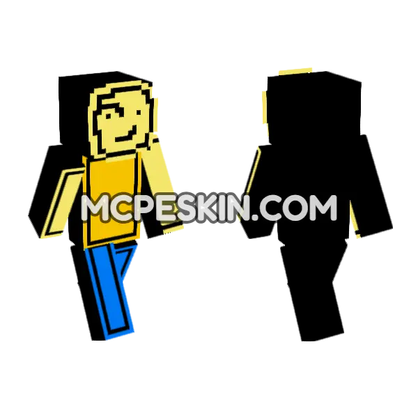 Yellow Blue Blocky Figure, front and back