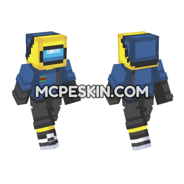 Yellow Blue Guard Skin Minecraft Bedrock skin, front and back