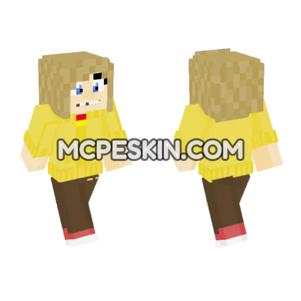 Yellow Button-Up Shirt Minecraft Bedrock skin, front and back