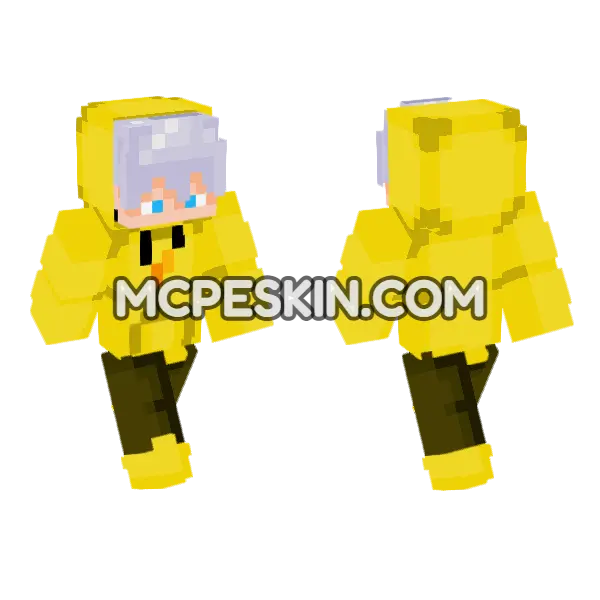 Yellow Chick Outfit Minecraft Bedrock skin, front and back
