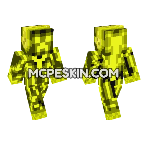 Yellow Creeper Minecraft Bedrock skin, front and back