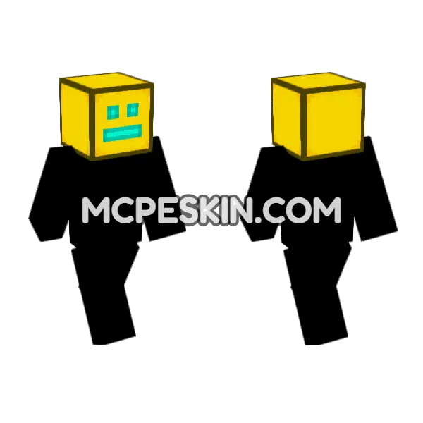 Yellow Cube Face Minecraft Bedrock skin, front and back