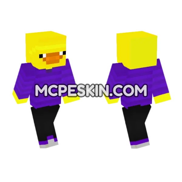 Yellow Duck Hat Minecraft Bedrock skin, front and back