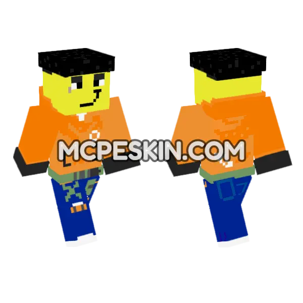 Yellow Hat Character Minecraft Bedrock skin, front and back