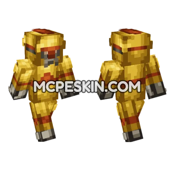 Yellow Knight Minecraft Bedrock skin, front and back