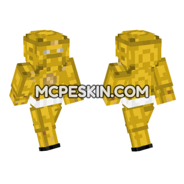 Yellow Ninja Ranger Minecraft Bedrock skin, front and back