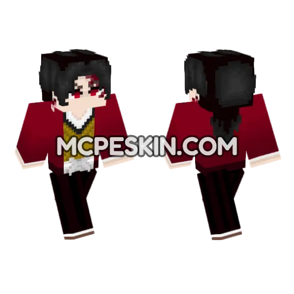 Yoriichi V2 Fixed Minecraft Bedrock skin, front and back