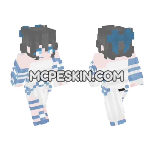 Yuuki Outfit Minecraft Bedrock skin, front and back