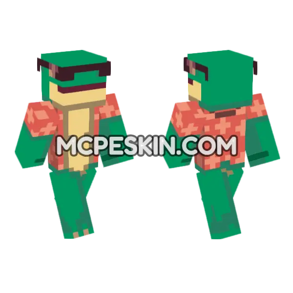Zackasaurus Frog Skin Minecraft Bedrock skin, front and back