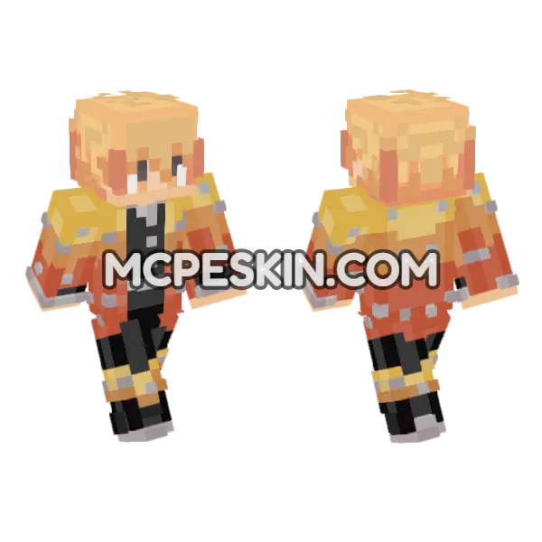 Zenitsu Agatsuma Minecraft Bedrock skin, front and back