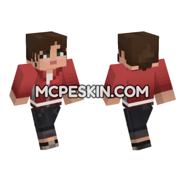 Zoey Red Jacket Minecraft Bedrock skin, front and back