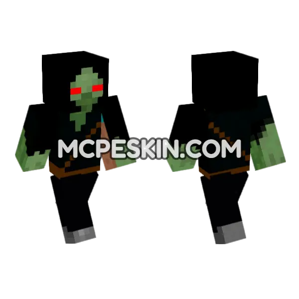 Zombie Dark Skin Minecraft Bedrock skin, front and back