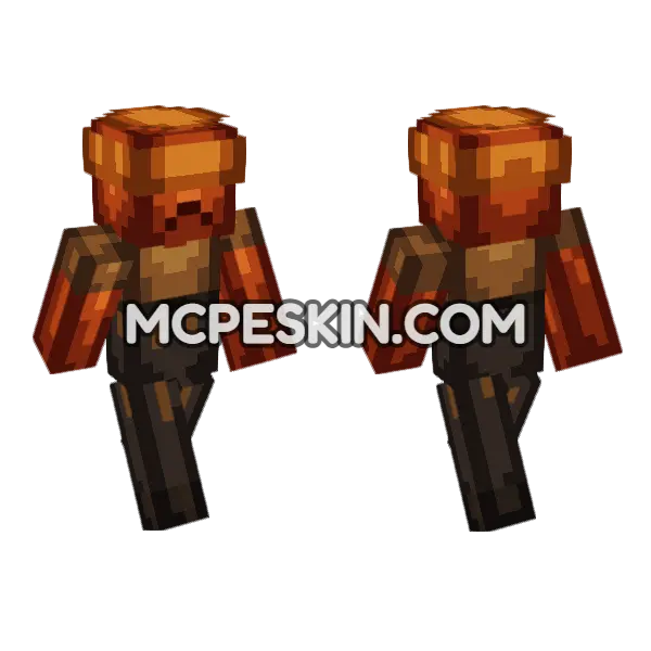 Zombie Farmer Fire Minecraft Bedrock skin, front and back