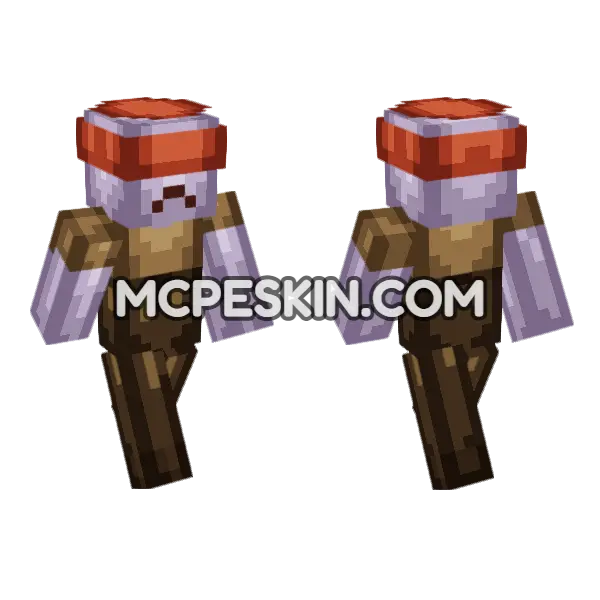 Zombie Farmer Mushroom Minecraft Bedrock skin, front and back