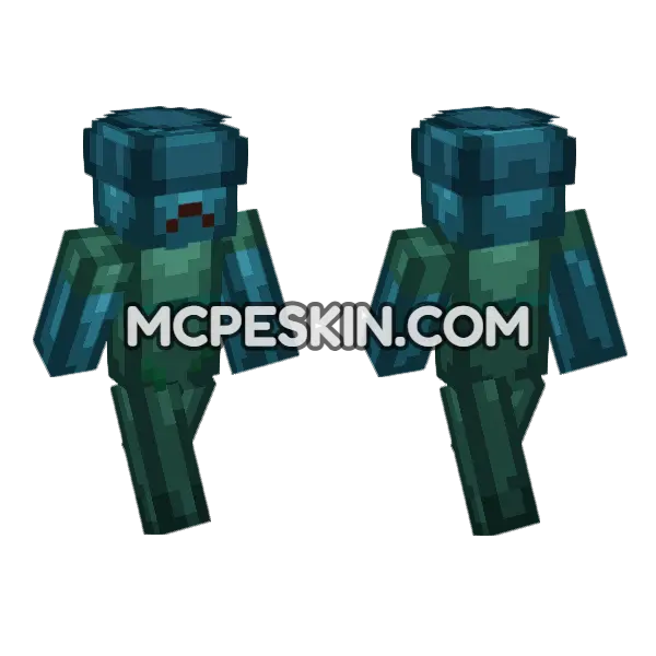 Zombie Farmer Water Minecraft Bedrock skin, front and back