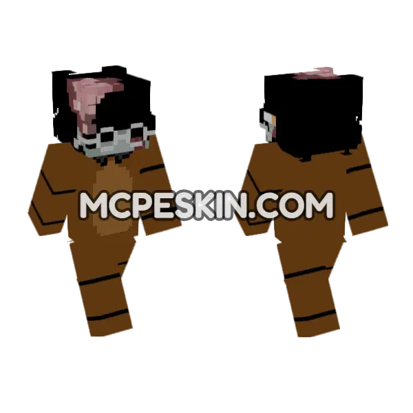 Zombie Freddy Fazbear Minecraft Bedrock skin, front and back