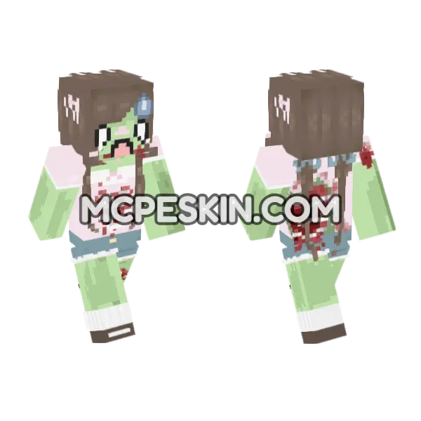 Zombie Girl Minecraft Bedrock skin, front and back