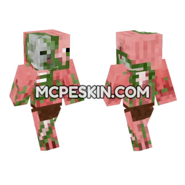 Zombie Pigman Skin Minecraft Bedrock skin, front and back