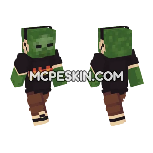 Zombie Skin Minecraft Bedrock skin, front and back